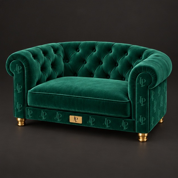 Regent sofa in emerald velvet